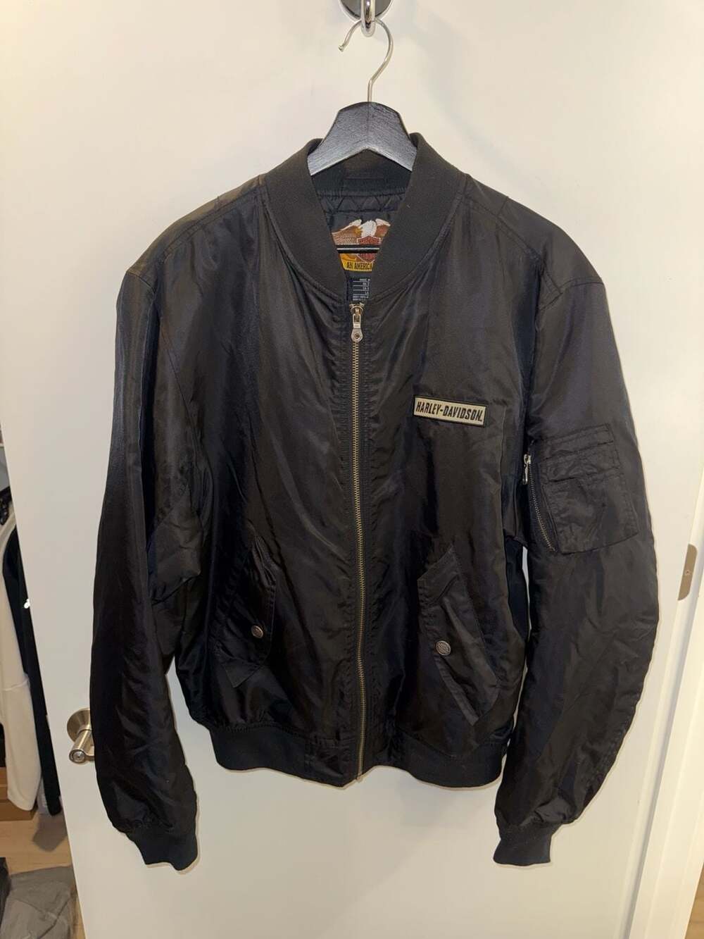 Harley-Davidson Knucklehead Engine Bomber Jacket Black Size Large